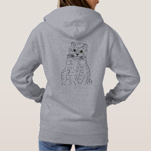 Pull À Capuche Black@White Repos de chat pour femme gris