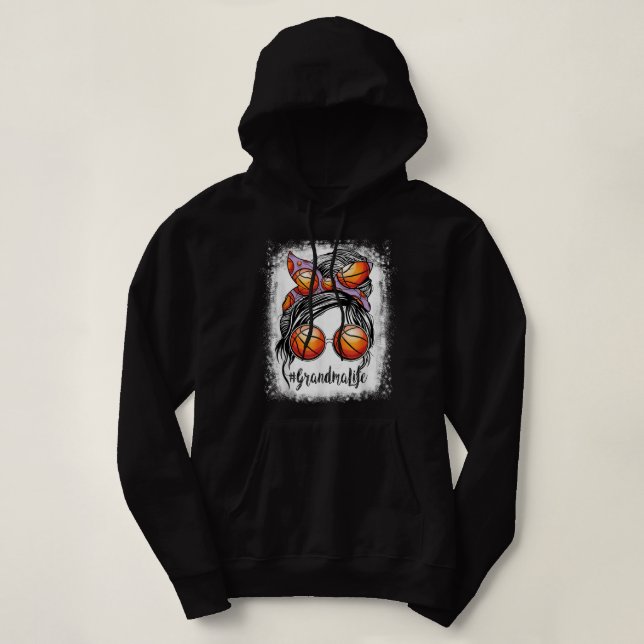 Pull À Capuche Bleached Basketball Grandma Life Messy Bun Jeu Da (Design devant)