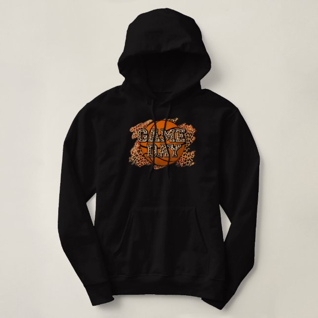 Pull À Capuche Bleached Leopard Basketball Jeu Vibes Basketb (Design devant)