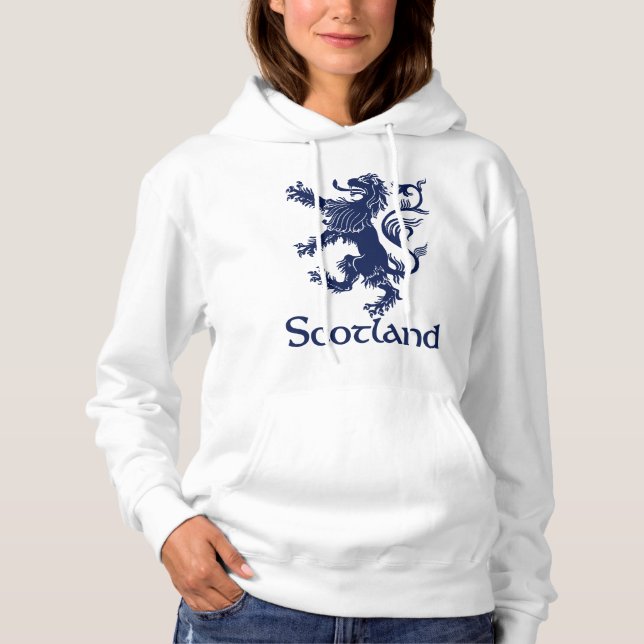 Pull À Capuche Bleu marine effréné écossais de lion (Devant)