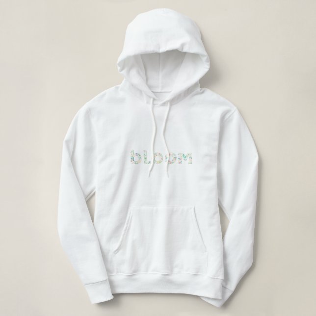 Pull À Capuche « BLOOM Botanical Letter Art – Nature Inspired Wor (Design devant)