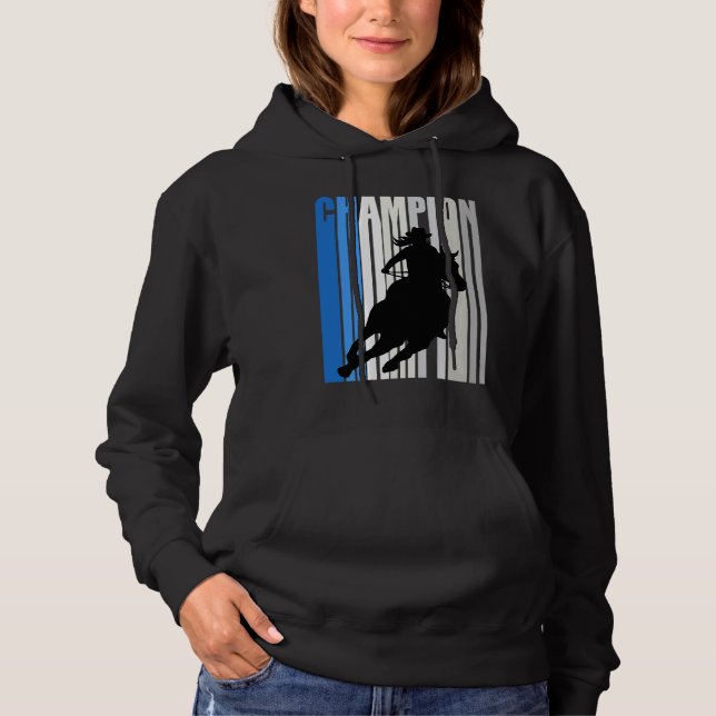 Pull À Capuche Blue Cowgirl Champion Horse Riding Barrel Racing W (Devant)