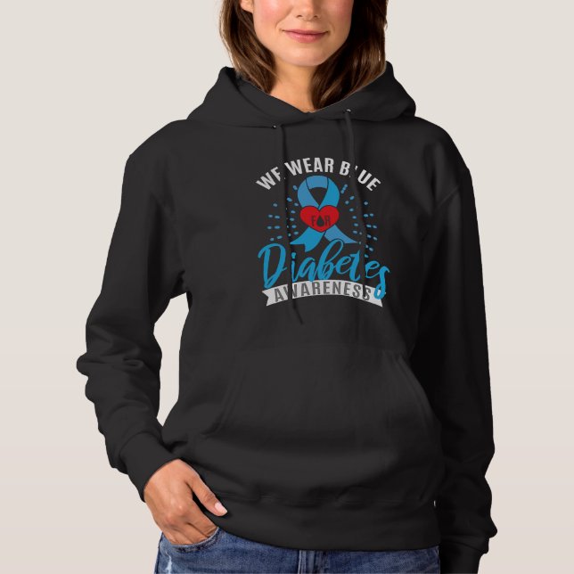 Pull À Capuche Blue Ribbon Diabetes Warrior Support Diabetes Awar (Devant)