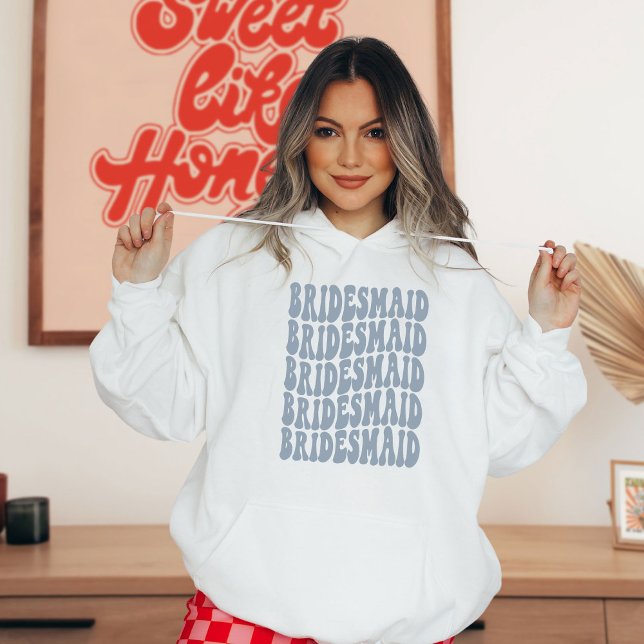 Pull À Capuche Boho Retro personnalisé Dusty Blue Bachelorette (Créateur téléchargé)