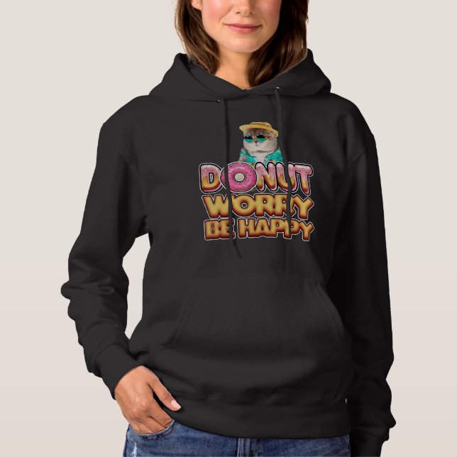 Pull À Capuche Boire de nourriture Drôle Donut Inquiète Soyez Heu (Devant)