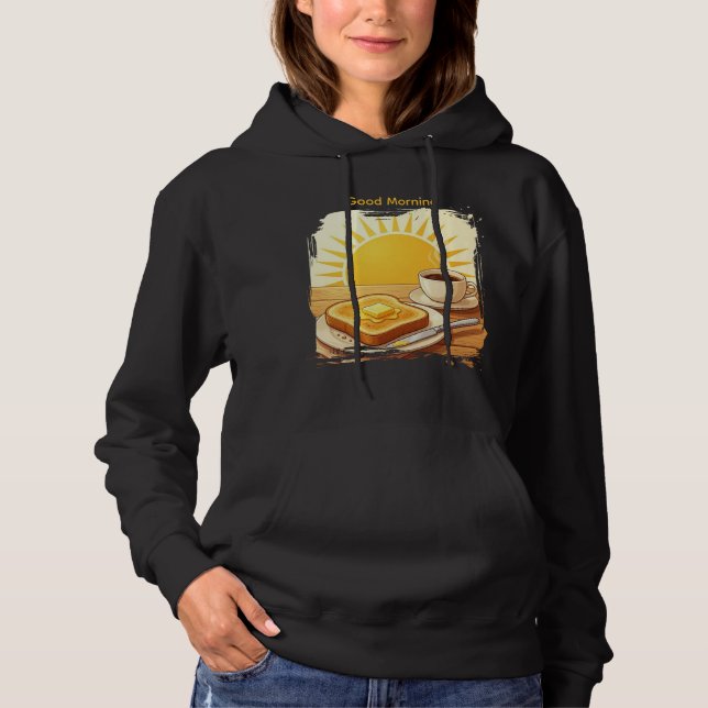 Pull À Capuche Bon Café & Toast du Matin — Graphique Lever de Sol (Devant)