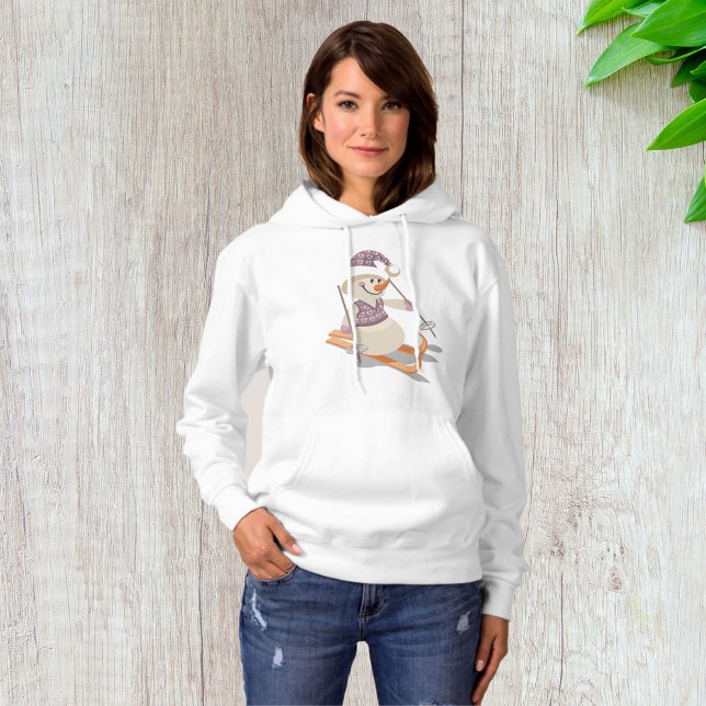 Pull À Capuche Bonhomme de neige faisant du ski (Créateur téléchargé)