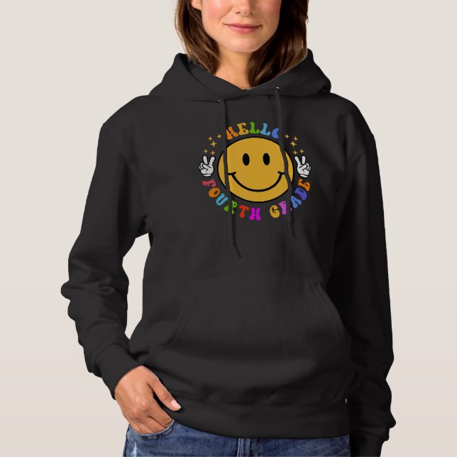 Pull À Capuche Bonjour 4e année Joyeux visage 5e année Sourire re (Devant)