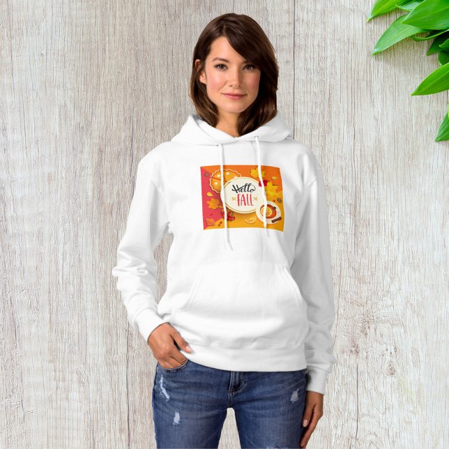 Pull À Capuche Bonjour automne Feuilles d'automne et Citrouille t (Créateur téléchargé)