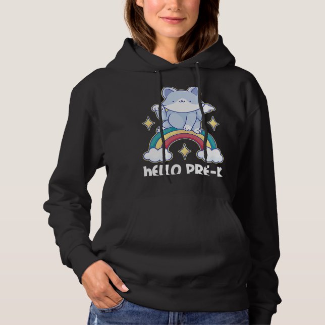 Pull À Capuche Bonjour Pré K avec Cat pour l'école (Devant)
