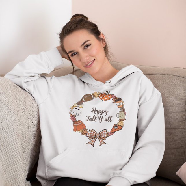 Pull À Capuche Bonne Automne Y'all Wreath (Créateur téléchargé)