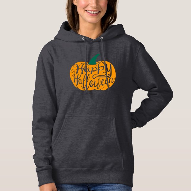 Pull À Capuche Bonne lettre Halloween sur citrouille sculpté (Devant)