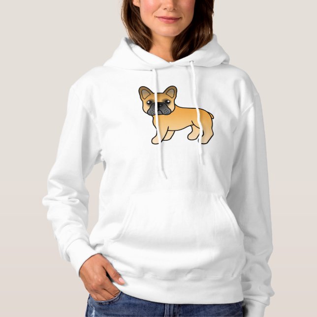 Pull À Capuche Bouledogue français fauve mignon chien de dessin a (Devant)