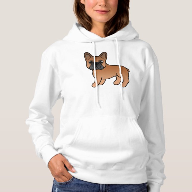 Pull À Capuche Bouledogue français rouge mignon chien de dessin a (Devant)