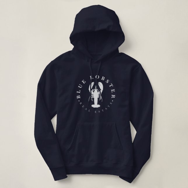 Pull À Capuche Bouton Immobilier Homard Bleu (Design devant)