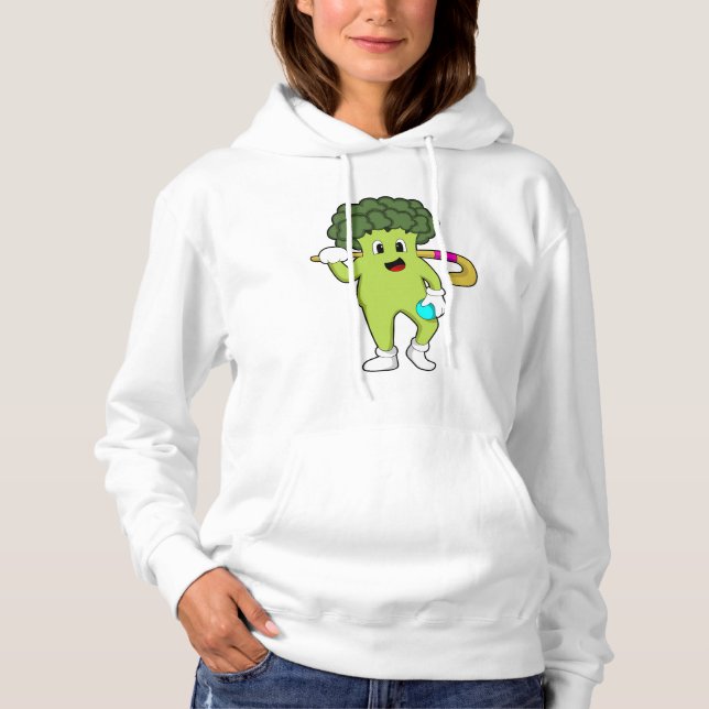 Pull À Capuche Broccoli à Hockey avec chauve-souris de hockey (Devant)