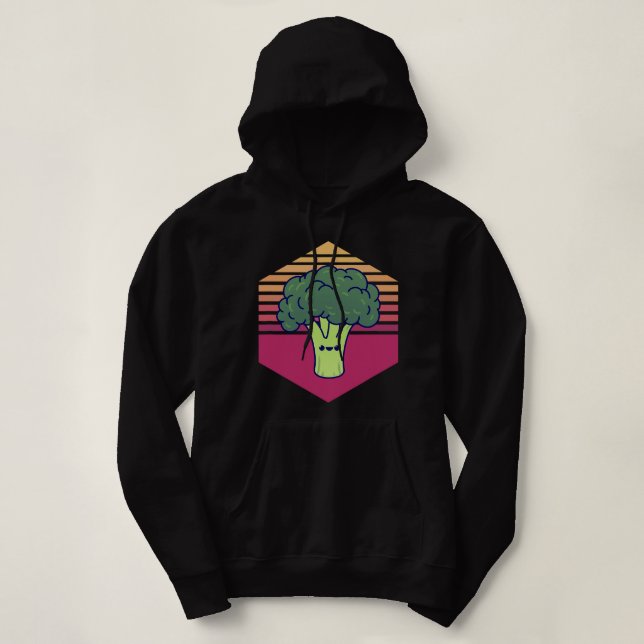 Pull À Capuche Brocoli Kawaii Vintage (Design devant)