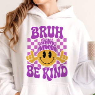 Pull À Capuche Bruh Be Kind Happy Face Beanie Violet