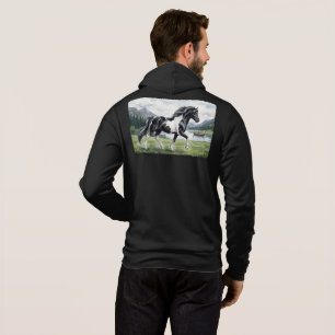 Pull À Capuche Brunskjottur Poney noir pie Icelandic aquarelle