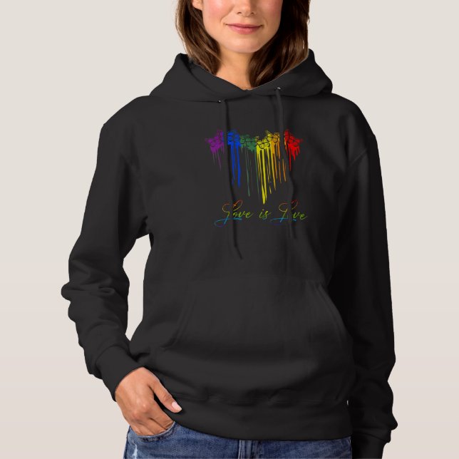 Pull À Capuche Butterfly Heart Rainbow Love Is Love LGBT Gay Lesb (Devant)