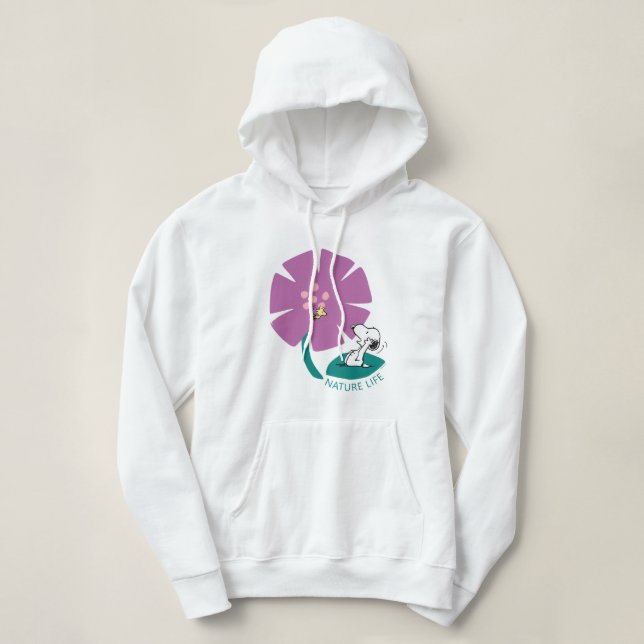 Pull À Capuche cacahuètes | Illustration de la nature Fleur pourp (Design devant)