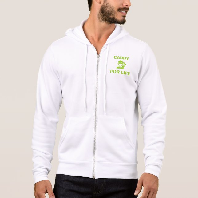 Pull À Capuche Caddie de golf pour la vie Citation Vert Citron (Devant)