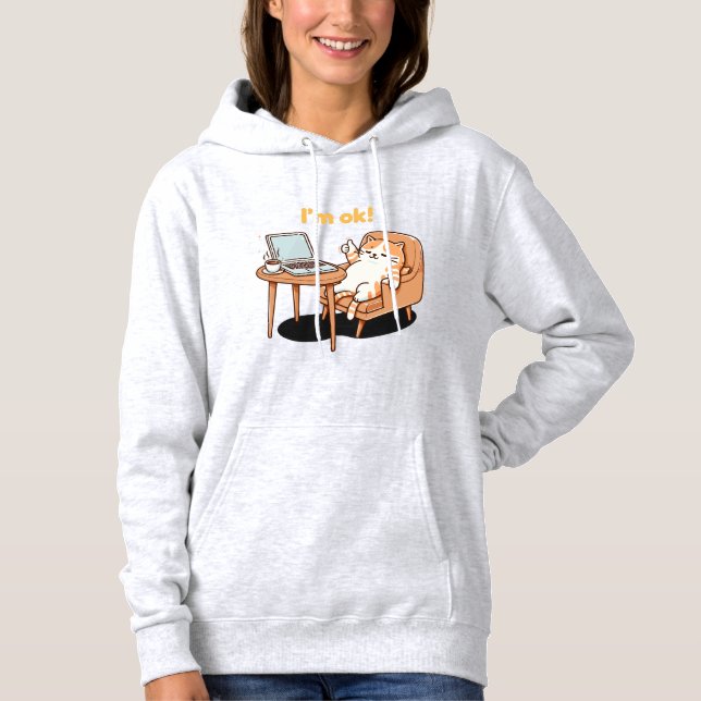 Pull À Capuche cadeau amateur de chat je vais bien (Devant)