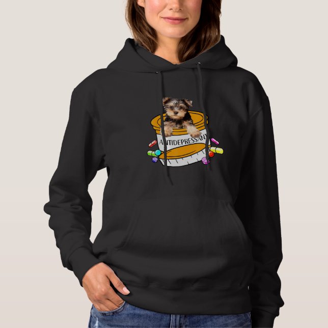 Pull À Capuche Cadeau Antidépresseur Drôle Chien Yorkshire Hommes (Devant)