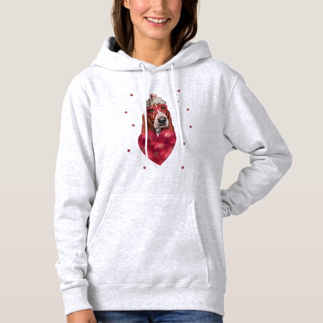 Pull À Capuche Cadeau de la Saint-Valentin Basset Hound Chien (Devant)