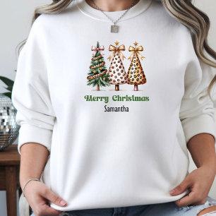 Pull À Capuche Cadeau personnalisé chic d'arbres de Noël en léopa