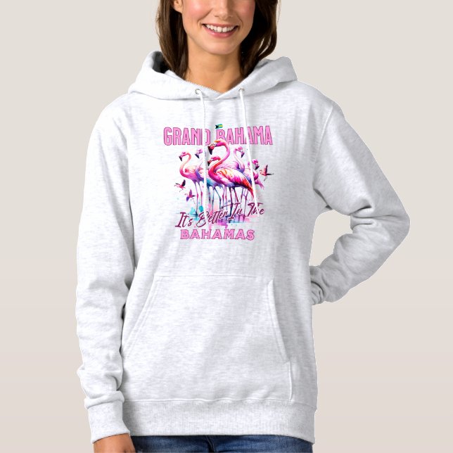 Pull À Capuche Cadeau souvenir Bahamas : Grand Bahama Flamant ros (Devant)