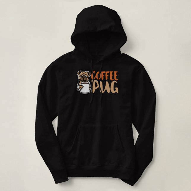 Pull À Capuche Café Carlin Chien Est Amour, J'Aime Mon Carlin Béb (Design devant)