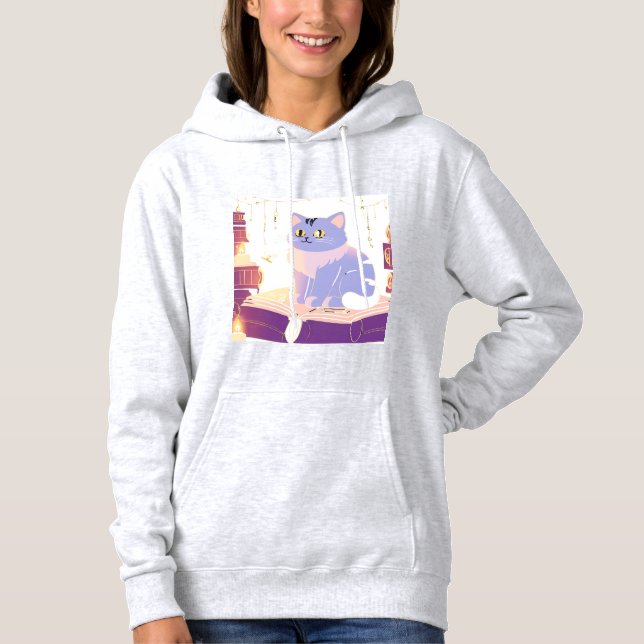 Pull À Capuche Café de bibliothèque cat (Devant)
