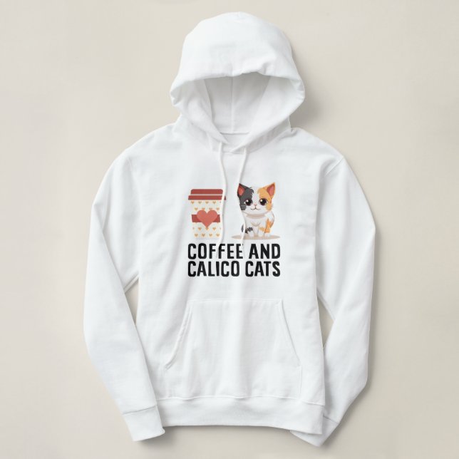 Pull À Capuche Café Et Chats Calico Drôle Calico Cat (Design devant)