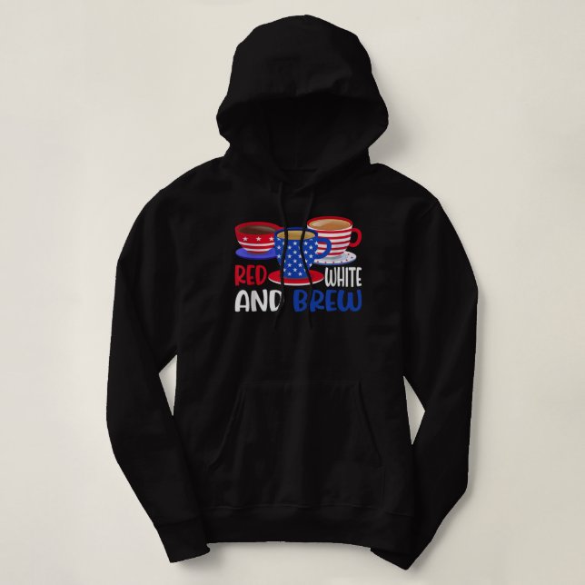 Pull À Capuche Café Rouge Blanc Et Brûler 4 juillet Patriotique W (Design devant)
