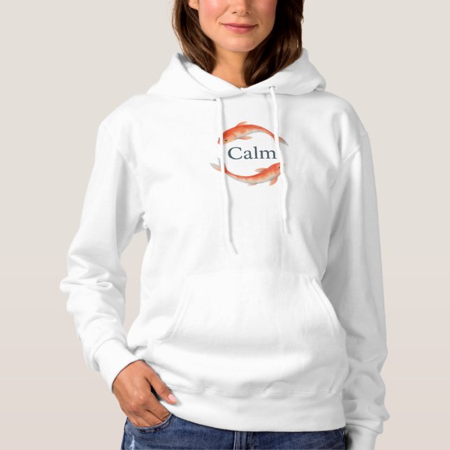 Pull À Capuche Calm Koi Poisson Aquarelle Zen Circle (Devant)