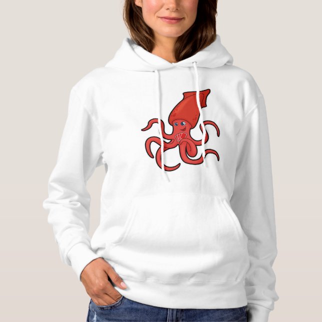 Pull À Capuche Calmar au Poker avec cartes de Poker (Devant)