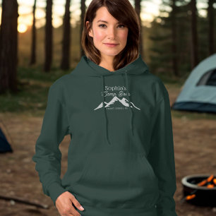 Pull À Capuche Camp Personnalisé Rétro Montagnes Bach Vert