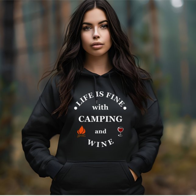 Pull À Capuche Camping de fond et les paroles de vin (Créateur téléchargé)