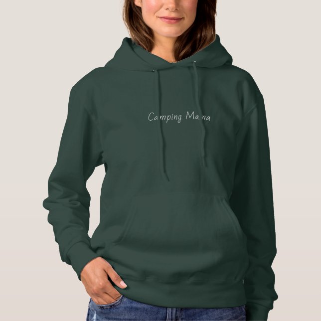 Pull À Capuche Camping Mama Moderne avec Typographie Élégante (Devant)