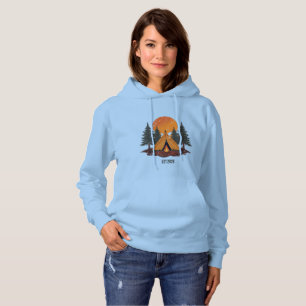 Pull À Capuche Camping sous les pins et les montagnes vintage