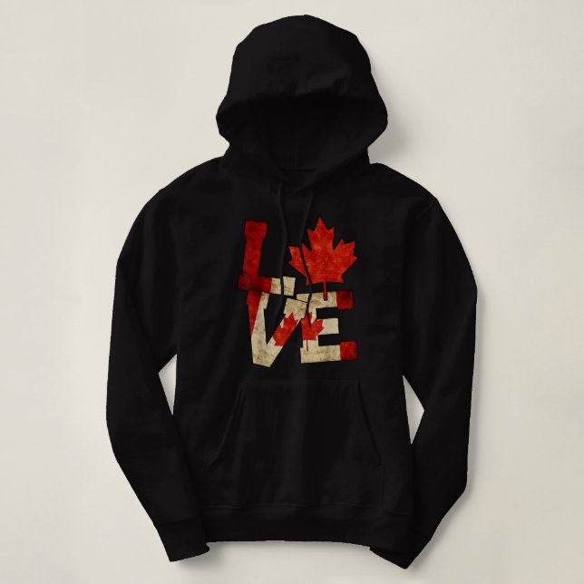 Pull À Capuche Canada Love Maple Leaf Patriotic Canadian Flag (Design devant)