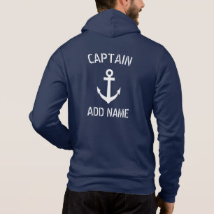 Pull À Capuche Capitaine de bateau marin bleu marine