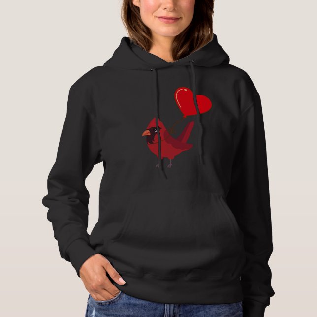 Pull À Capuche Cardinal With Heart Balloon Valentines Day Love Bo (Devant)