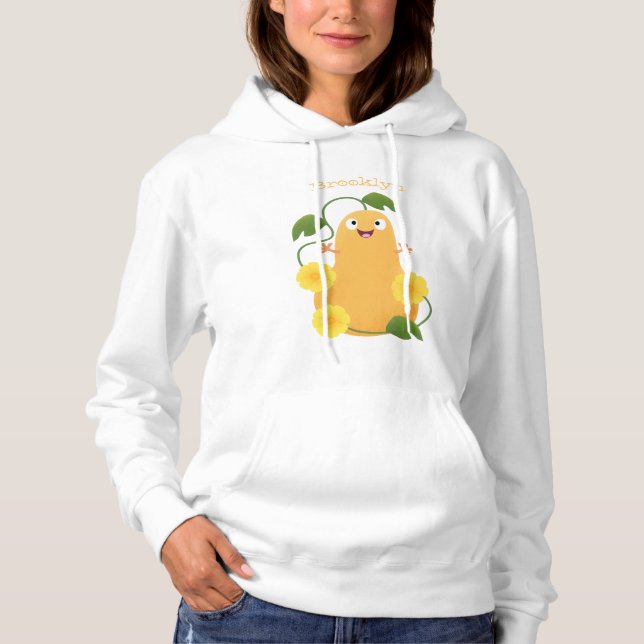 Pull À Capuche Caricature citrouille gourde en beuret joyeux (Devant)