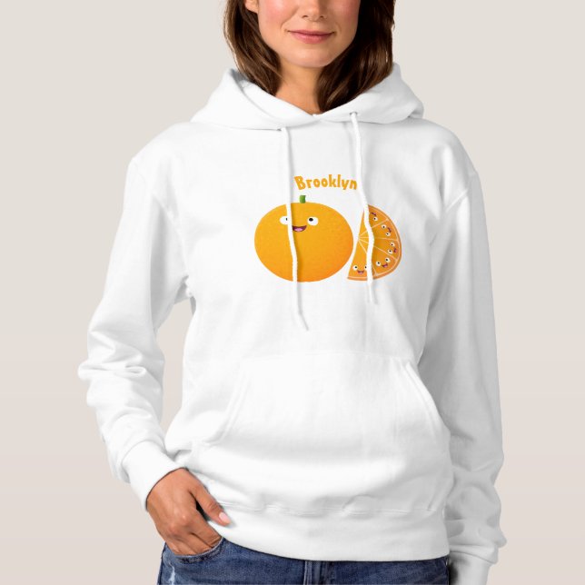 Pull À Capuche Caricature d'agrumes d'orange (Devant)