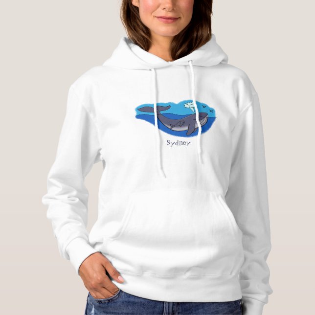 Pull À Capuche Caricature de baleine mignonne et de baleine de ve (Devant)