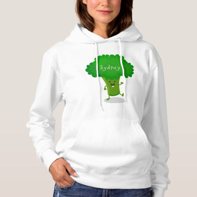Pull À Capuche Caricature de brocoli dansant Cute kawaii (Devant)