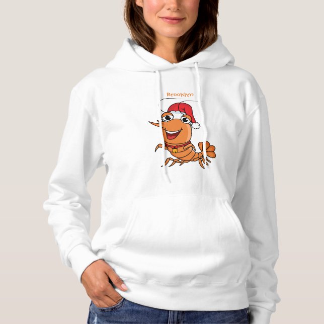 Pull À Capuche Caricature de crevettes de Noël joyeux (Devant)