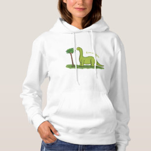 Pull À Capuche Caricature de dinosaure de brontosaurus vert migno
